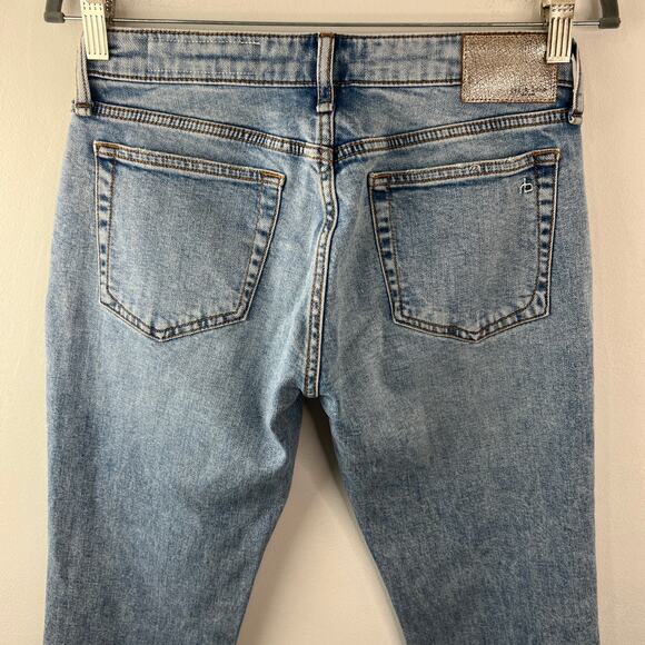 Rag & Bone Dre Slim Blue Boyfriend Jeans Cotton Denim Cuff Hem Skinny Leg Sz 24 - Picture 6 of 11